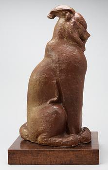 A Michael Schilkin stoneware sculpture of a seated lynx, Arabia.