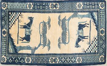 A Chinese semaintique Baotou carpet approx 123x66 cm.