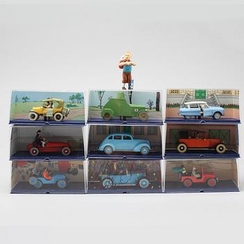 Nine Tintin toy cars, Hergé-Moulinsart.