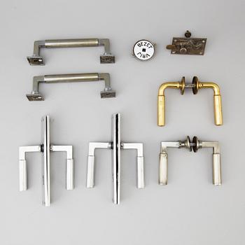 A set of 7 door handles in the style of Walter Gropius and Adolf Meyer, 1920-40's.