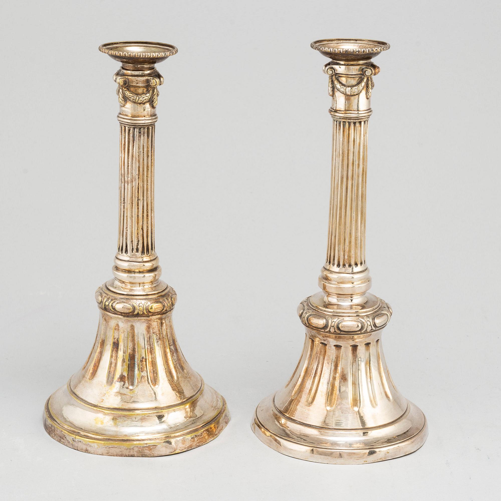 Two Gustavian 18th century candlesticks, probably Swedish.