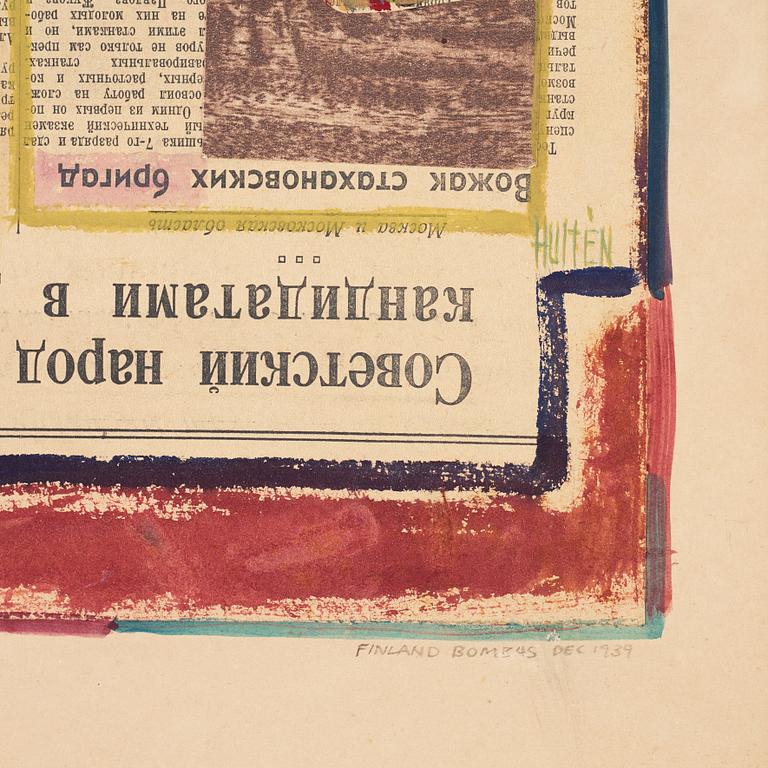 CO Hultén, gouache med  collage, signerad och daterad december 1939.