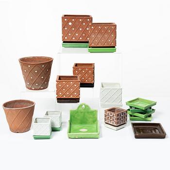 Wilhelm Kåge, ten ceramic 'Planta' flower pots, Gustavsberg & Steninge, Sweden, 1940's/50's.