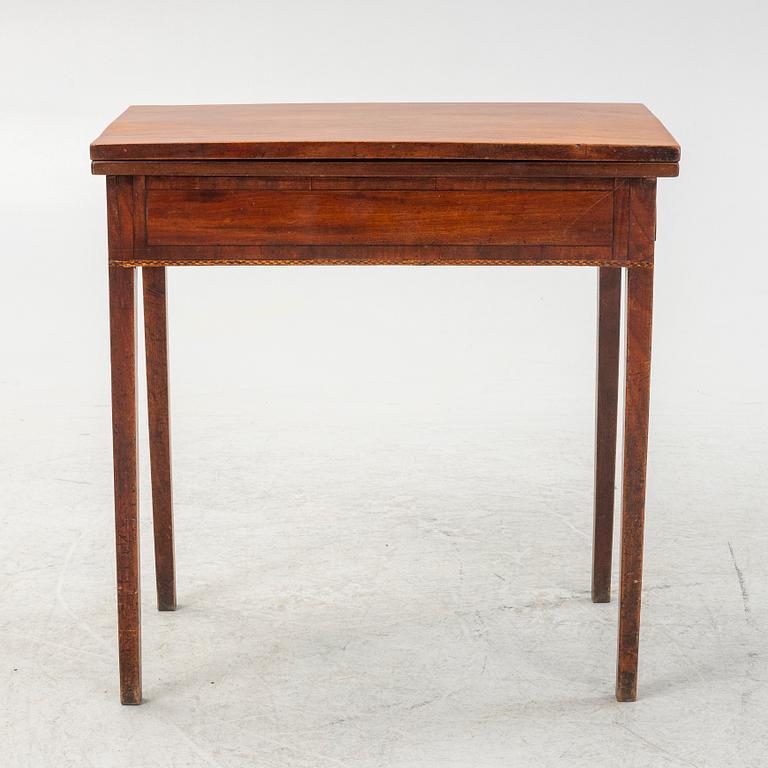 A late Gustavian mahogany card table, late 18th century.