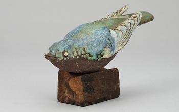 A Tyra Lundgren stoneware figure of a bird.