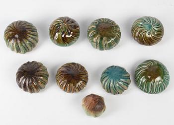 Bengt Berglund, skulpturer, 9 st, stengods, Gustavsberg, 1960/70-tal.