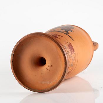 An amphora, terracotta  by Lauritz Hjorth, Bornholm, probably 1860s.