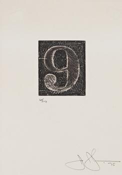 293A. Jasper Johns, "9" ur "0-9 (A set of Ten Numerals)".