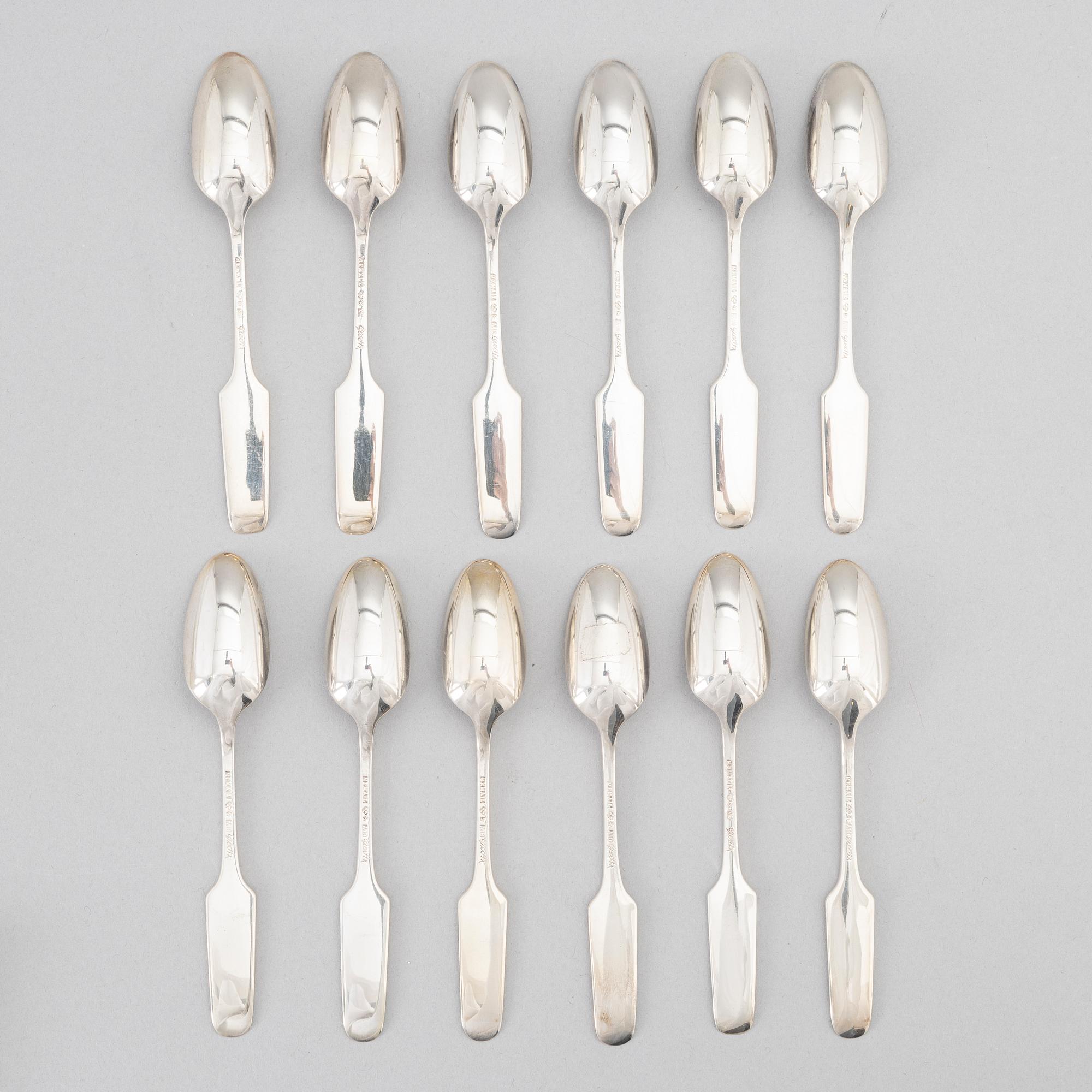 Claës Giertta, a set of twelve silver coffee spons, Mema, Lidköping 1971-75.