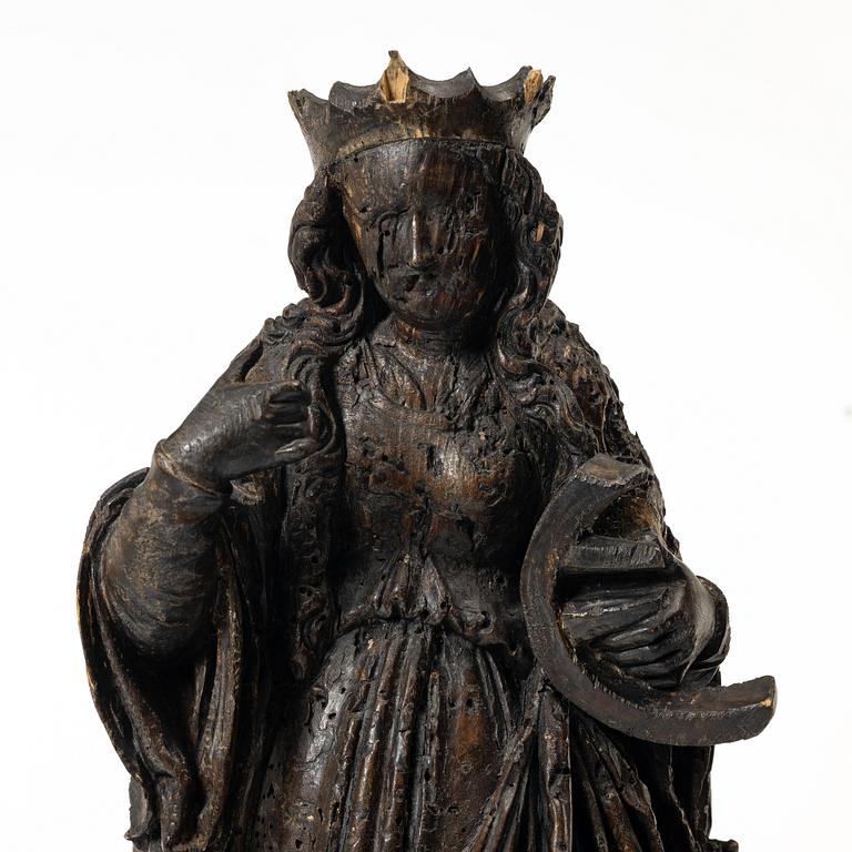 Sculpture, wood, Southern Europe, 16th/17th century. Catherine of Alexandria.