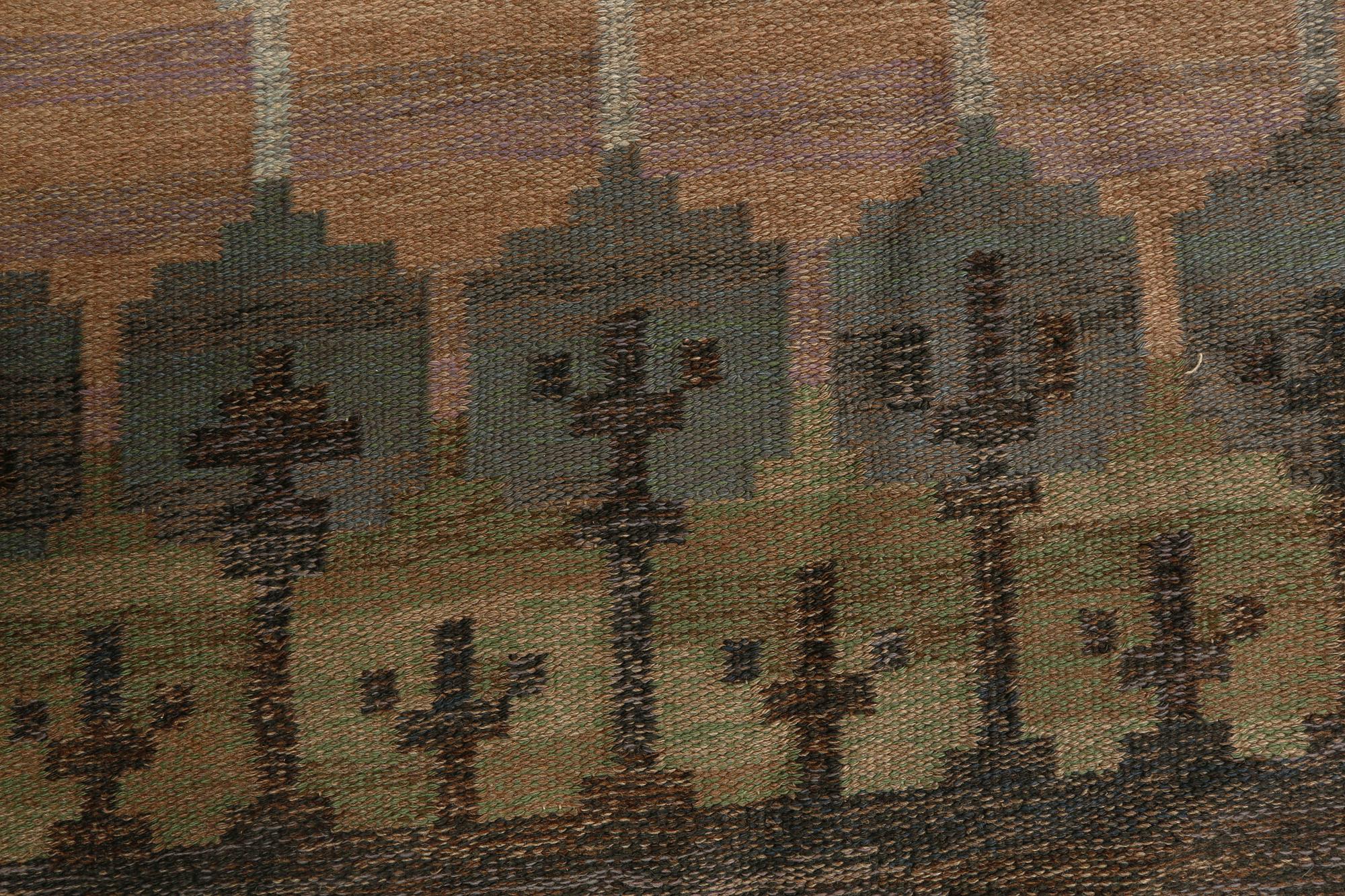 A flat weave by Judith Johansson, signed JJ, second half of the 20th century, 326 x 248 cm.