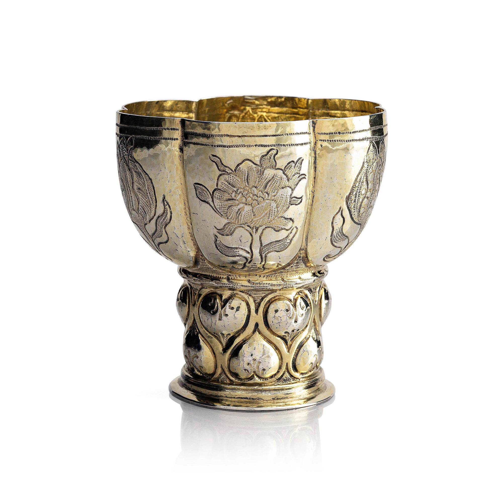 A German 17th century parcel-gilt silver 'roemer' beaker, mark of Thomas Stör II, Nuremberg circa 1670.