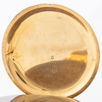 Fickur, 18K guld, med kedja nugget, savonett, 51,5 mm.