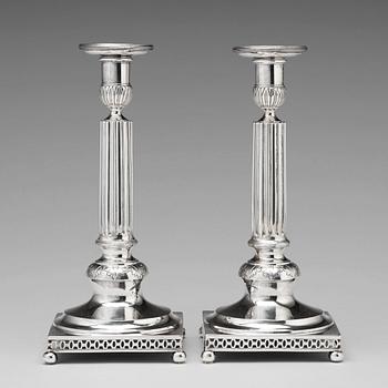 A pair of Swedish 18th century silver candlesticks, mark of Johan Israel Beckman, Stockholm 1796.