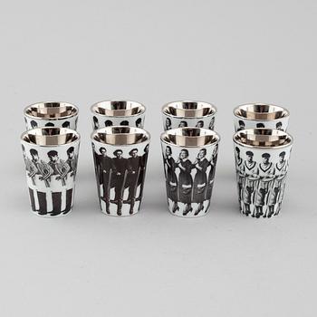 Eight porcelain shot glasses by Åsa Lindström for Rörstrand, 21th century.