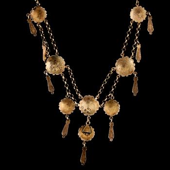 COLLIER, förgyllt sterlingsilver, emalj, 1900-talets första hälft.