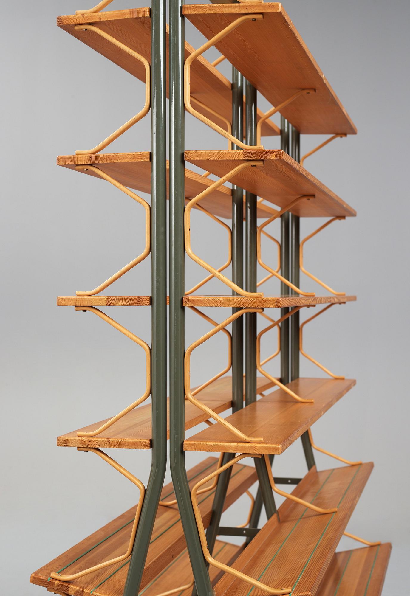 Bruno Mathsson, a pine shelf system / room divider, Firma Karl Mathsson, Värnamo, Sweden 1950-60's.