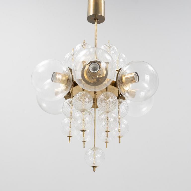 Lustry Kamenicky Senov, a brass and glass ceiling lamp, Czech Republic, second half of the 20th century.