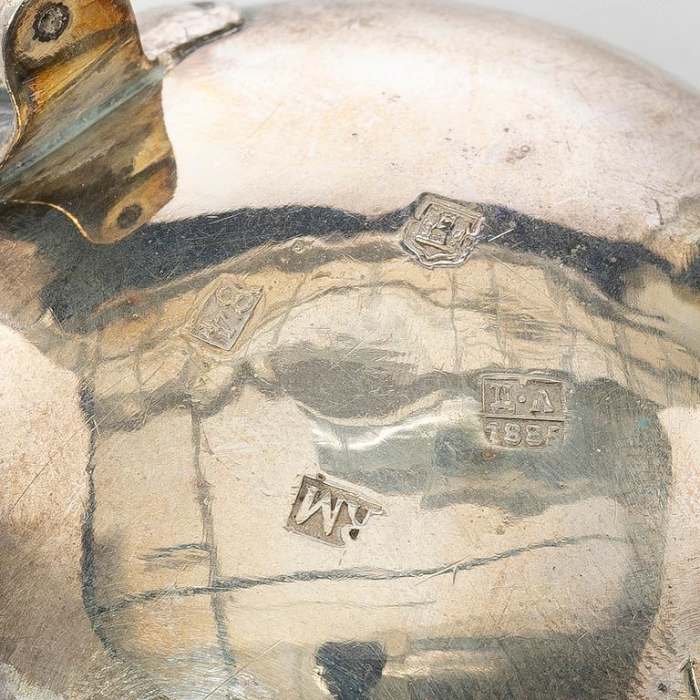 Three Russian silver salt cellars, 19th century.