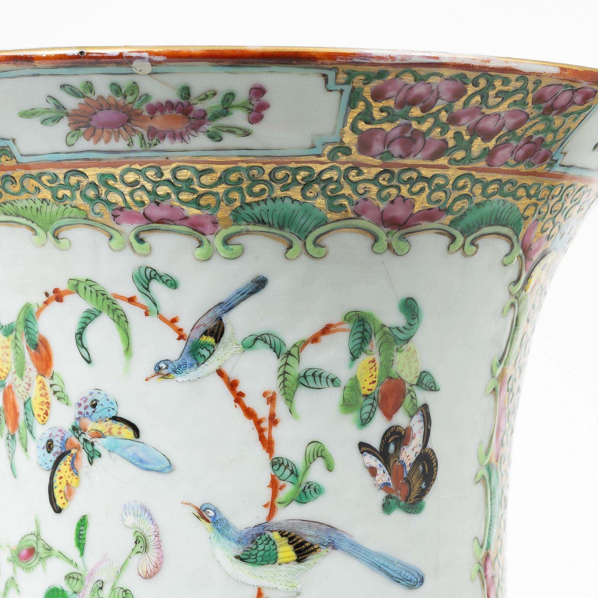 Golvvas, porslin, Kanton, Kina, 1800-tal.