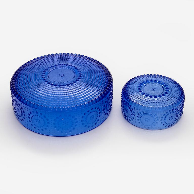 Nanny Still, jälkiruokamaljoja, 8 kpl sekä tarjoilumalja, "Grapponia", Riihimäen Lasi, 1970-luku.