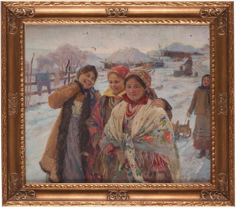 Feodor (Fedot) Vasilievich Sychkov, Winter scene with three friends.
