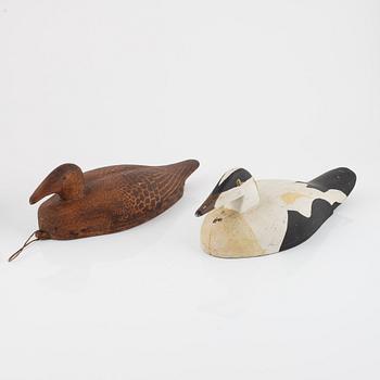 Two Wooden Decoy Ducks, 20th century.