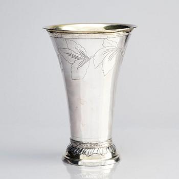 A Swedish 18th century parcel-gilt silver beaker, mark of Anders Ulfsberg, Nyköping 1795.