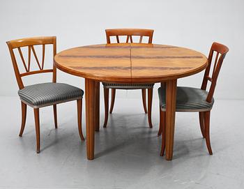 MATGRUPP, 7 delar, delvis "Pyramid", Carl Malmsten, omkring 1900-talets mitt.