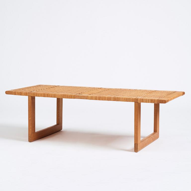 Børge Mogensen, an oak and rattan bench by cabinetmaker Erhard Rasmussen, Denmark 1950s/60s.