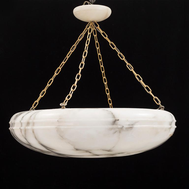 An alabaster ceiling lamp, circa 1900.