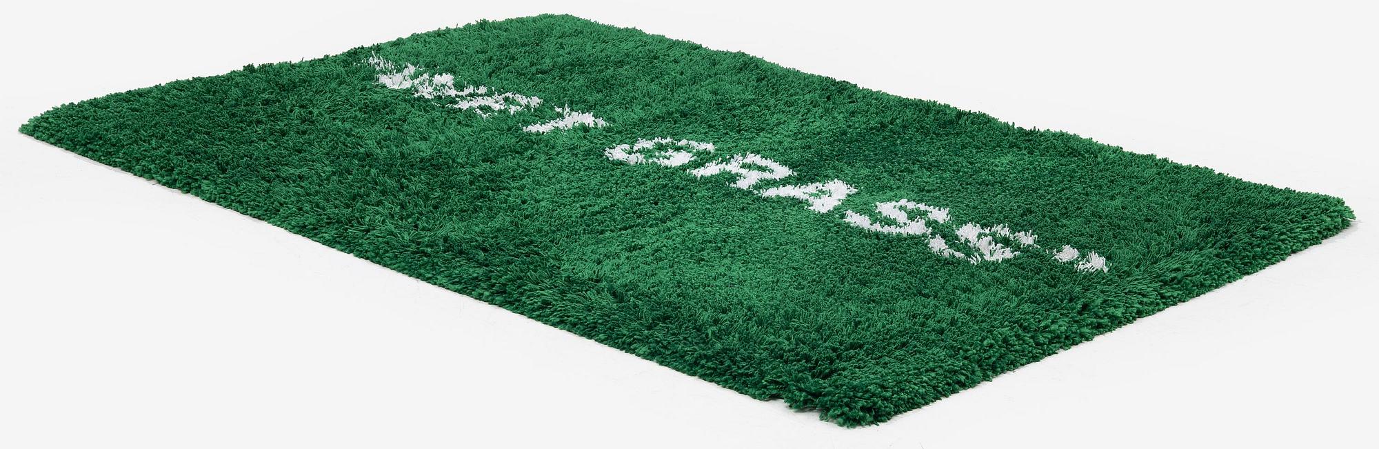 Virgil Abloh, matta, "Wet Grass", Ikea, ca 195 x 133 cm.