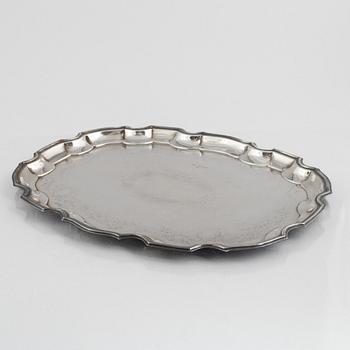 A silver tray, Frank Hawker Ltd, Birmingham, England, 1962.