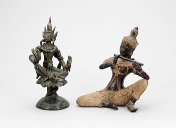 FIGURINER, 2 st, brons, orientaliska, 1900-tal.