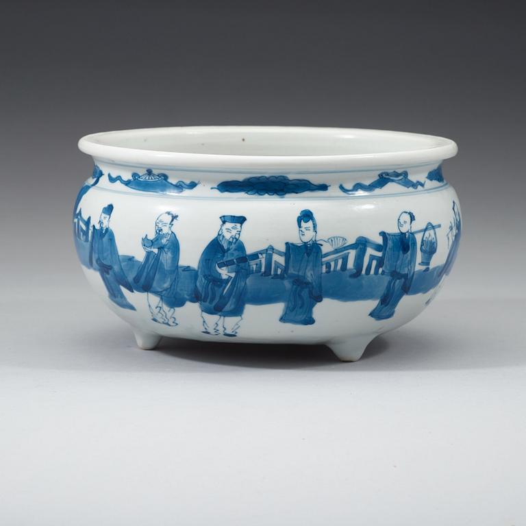 A blue and white censer, Qing dynasty, Kangxi (1662-1722).