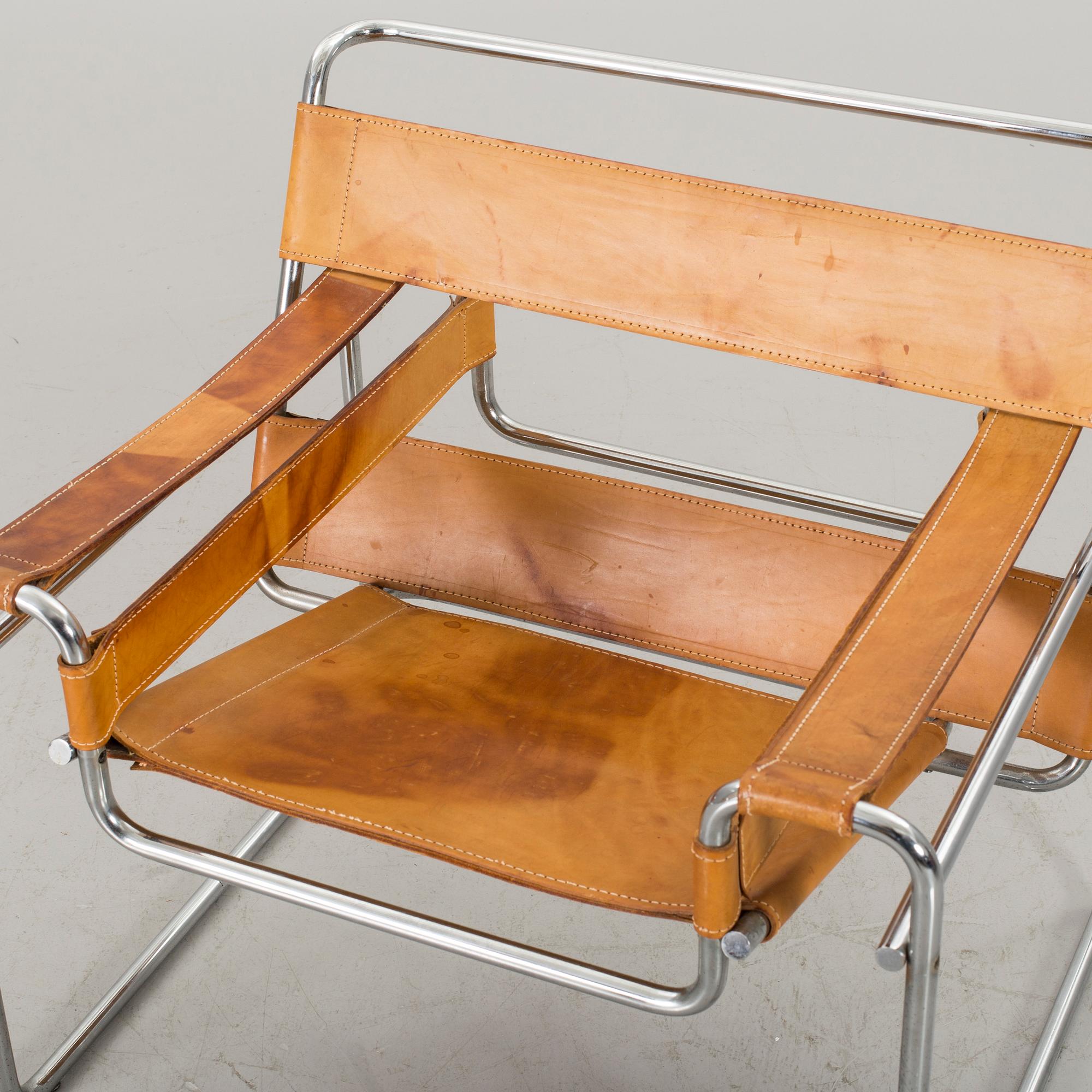 MARCEL BREUER, fåtölj, "Wassily", Gavina, 1900-talets andra hälft.