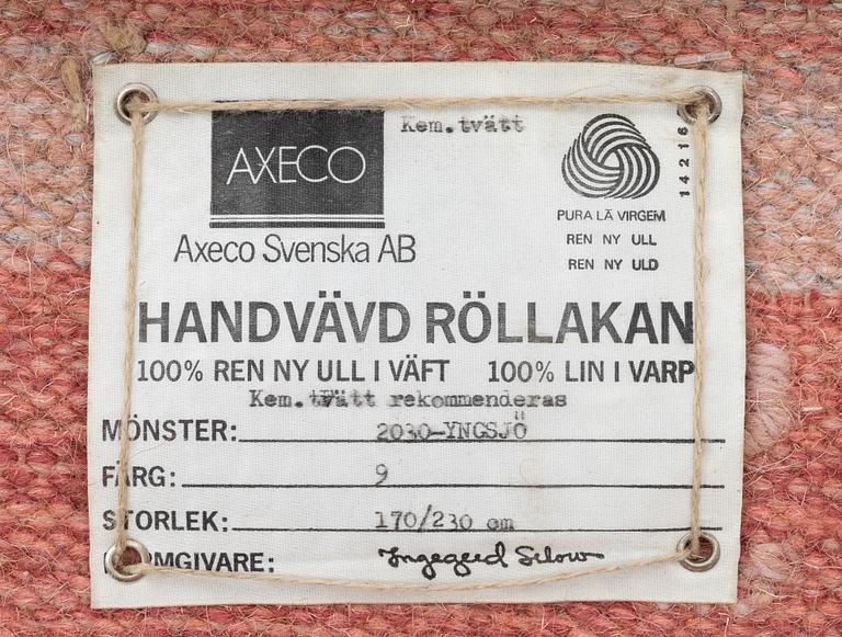 Ingegerd Silow, a flatwoven 'Yngsjö' rug, signed IS, c. 232 x 170 cm.