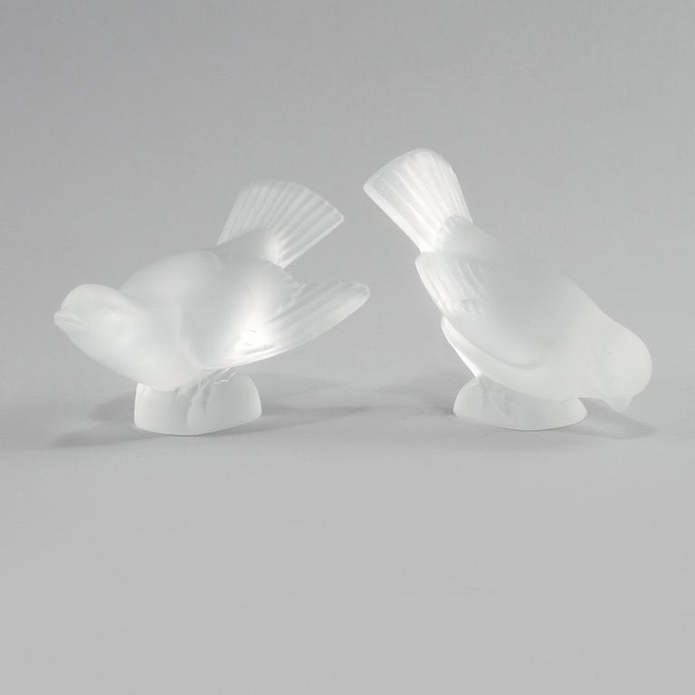 FIGURINER, 2 st, glas, Lalique, Frankrike, 1900-talets andra hälft.