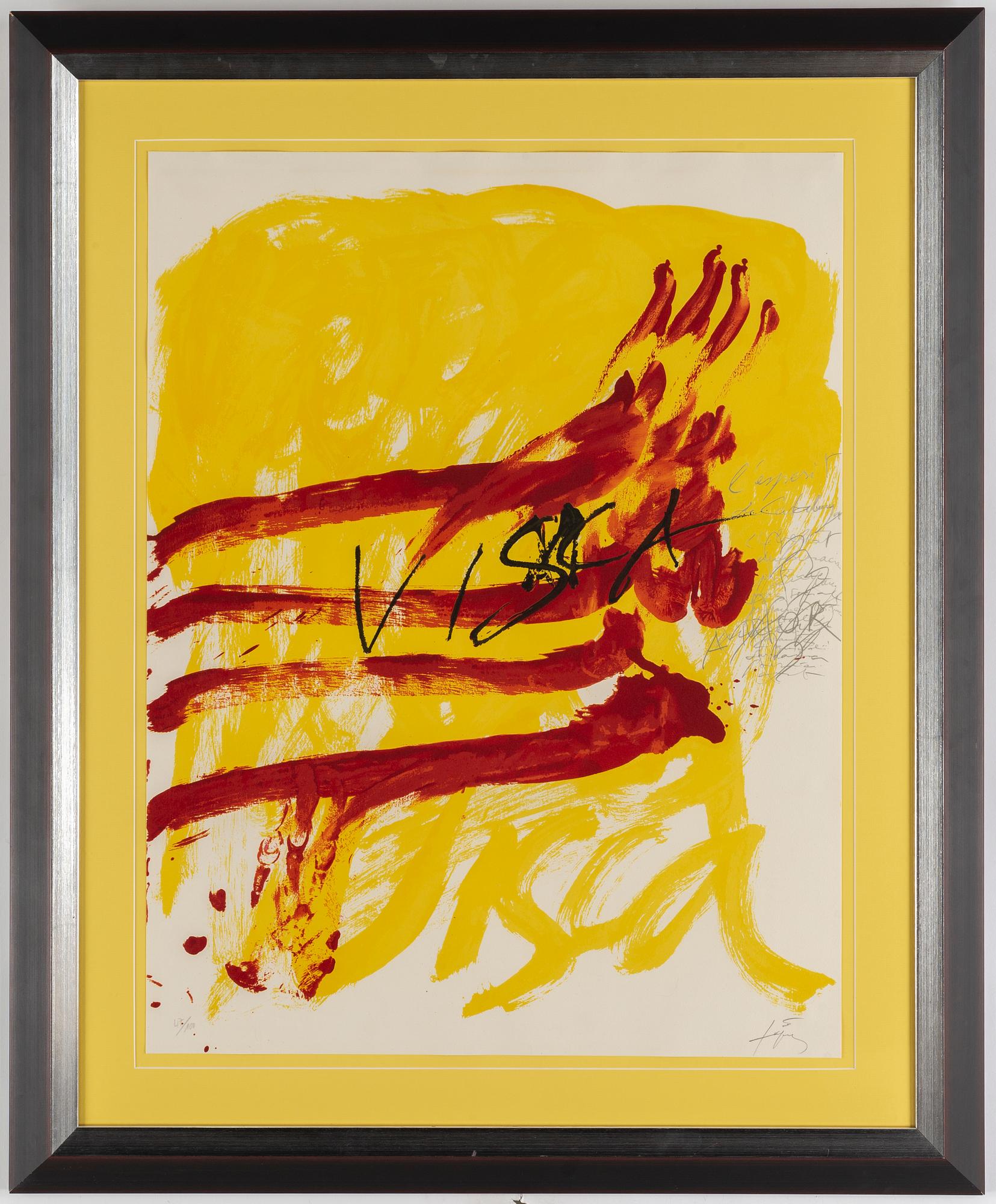 Antoni Tàpies, lithograph in colors, signed and numbered 47/100.
