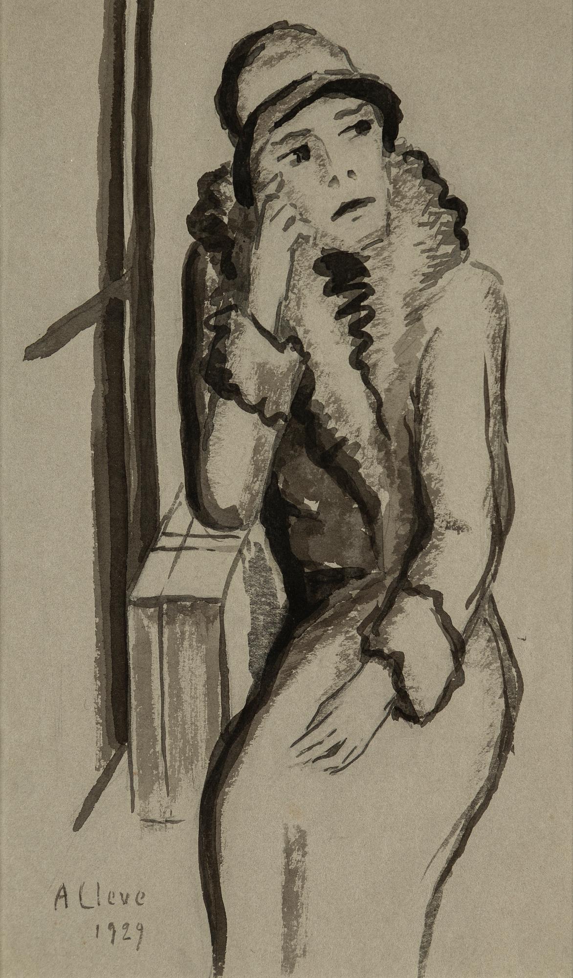 AGNES CLEVE, ink on paper. Signed A Cleve and dated 1929.