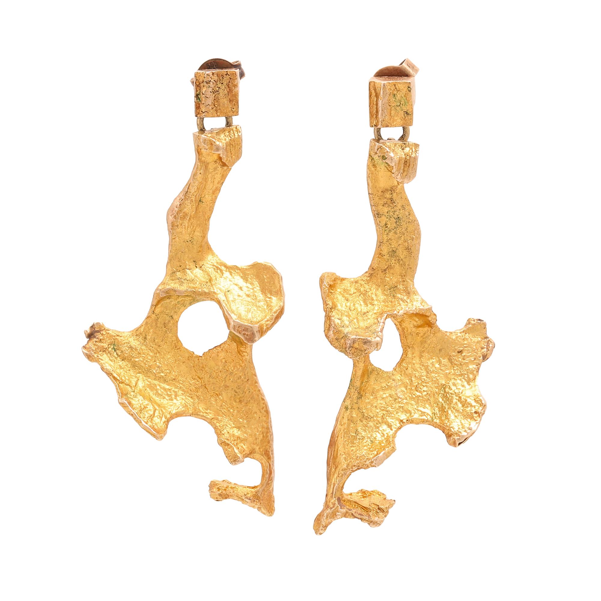 Björn Weckström, Örhängen "Flamingo", 14K guld. Lapponia 1969.