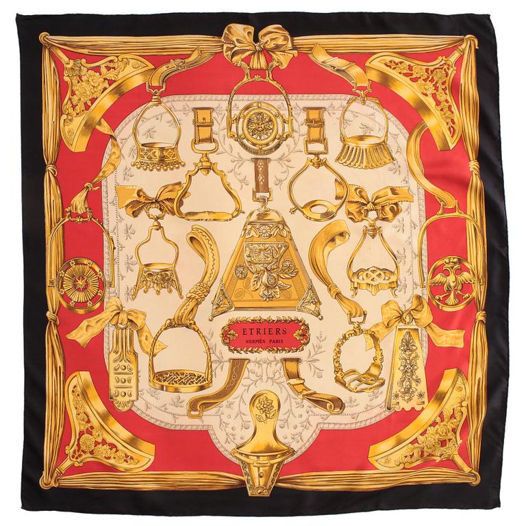 HERMÈS, silk scarf, "Etriers".