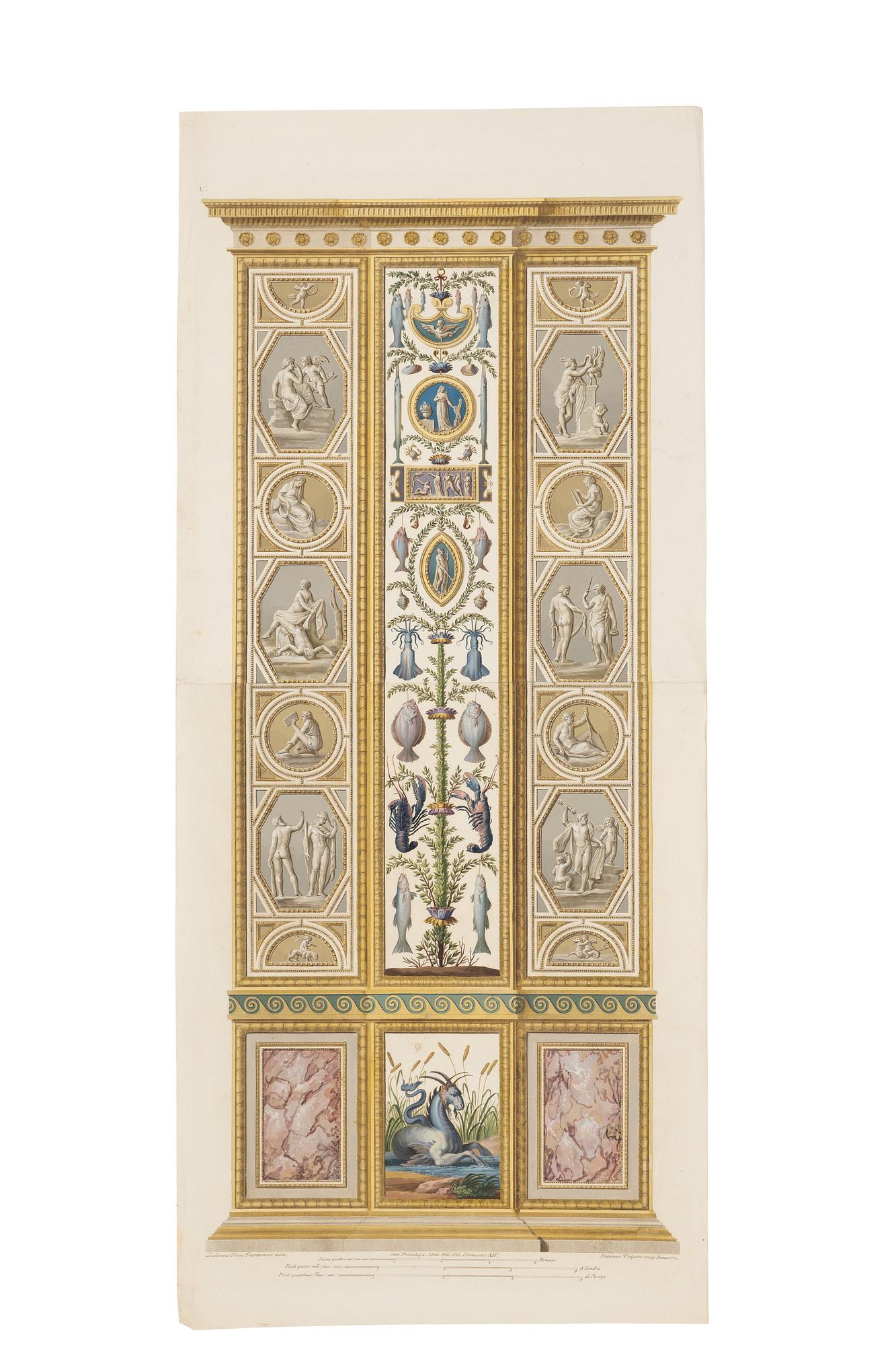 Giovanni Volpato, Six wall sections / pilasters in the Raphael Loggias in the Vatican.
