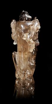 A smoky quartz vase with cover, China, early 20th Century.