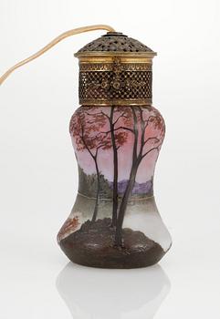 A Legras & Cie art nouveau glass table lamp, France.