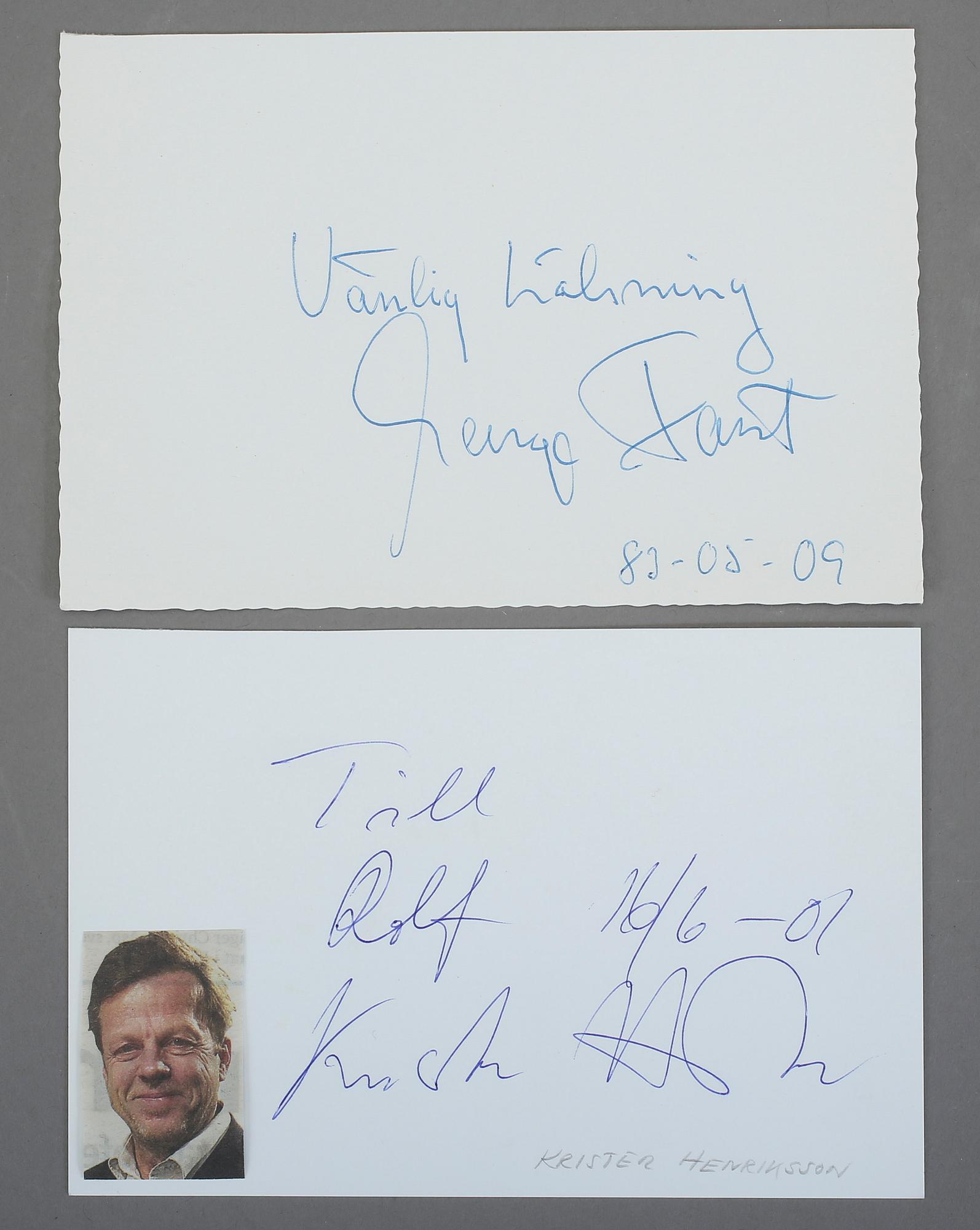SKÅDESPELARAUTOGRAFER I ALBUM, 36 st, bla George Fant, Bibi Andersson, Harriet Andersson, Eva Henning.