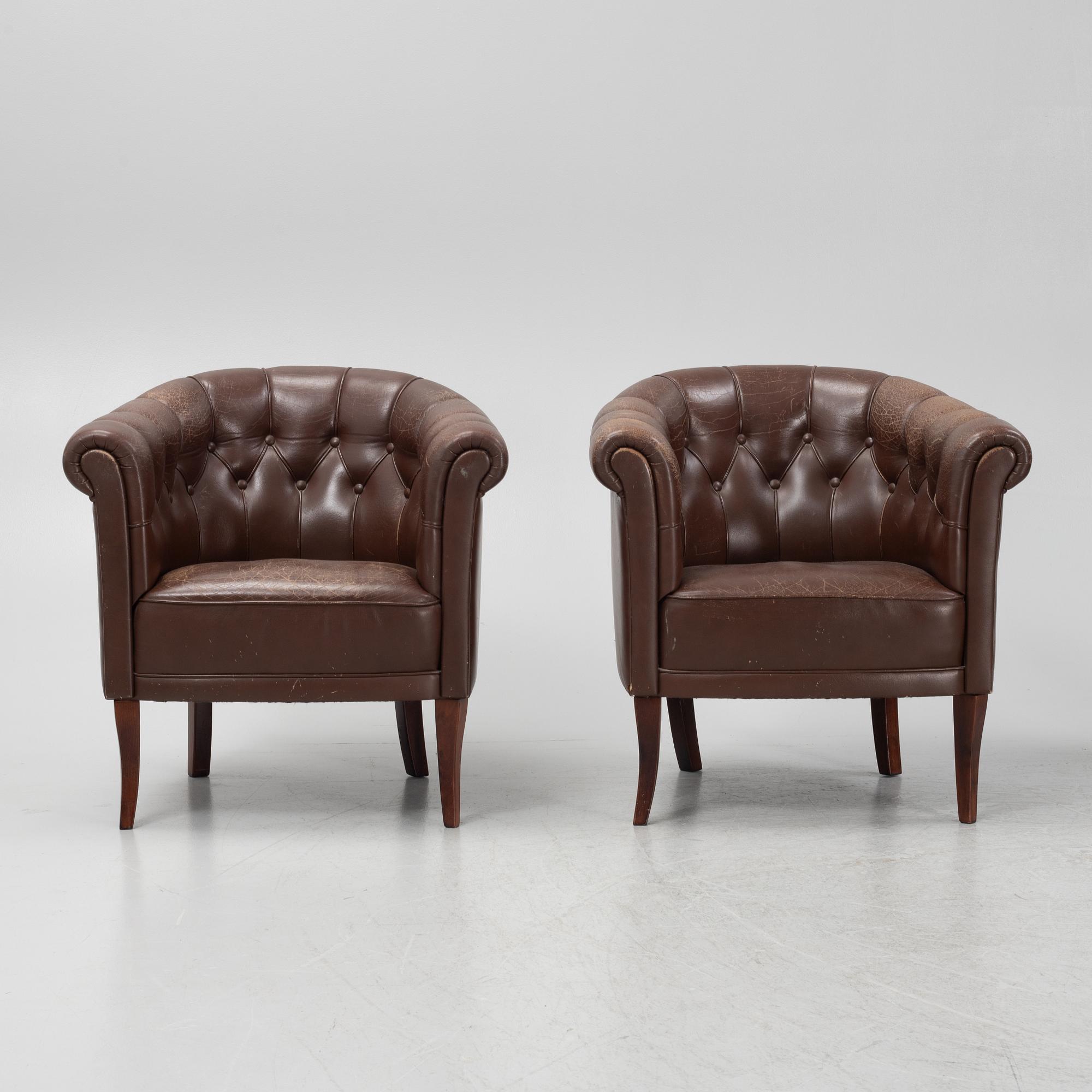 Four club chairs, late 20th century.
