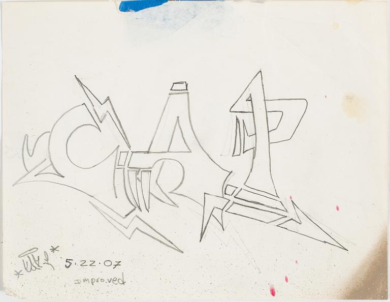 "CAP", ROBERT KARDASH, blyertsteckning, signerad och daterad 2007.05.22.