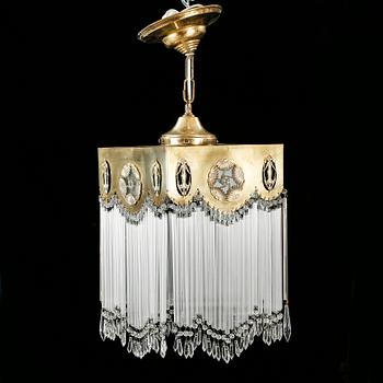 A jugend ceiling lamp, early 20th century, total hight 50 cm.