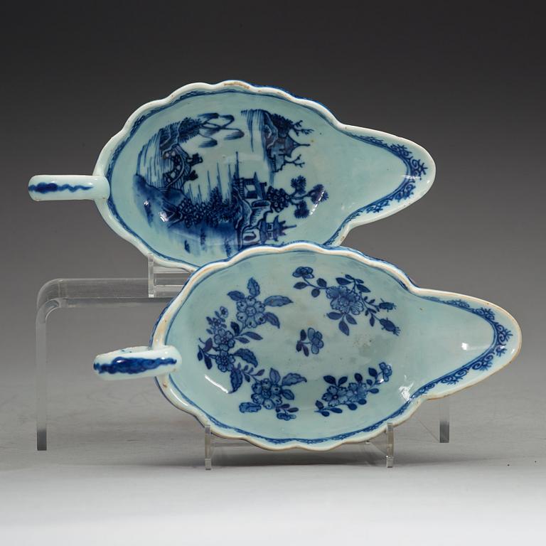 SÅSSNIPOR, två stycken, kompaniporslin. Qingdynastin, Qianlong (1736-95).